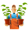 gardener with plant gardener with plant