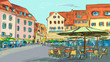 drawn illustration to the old town drawn illustration to the old town