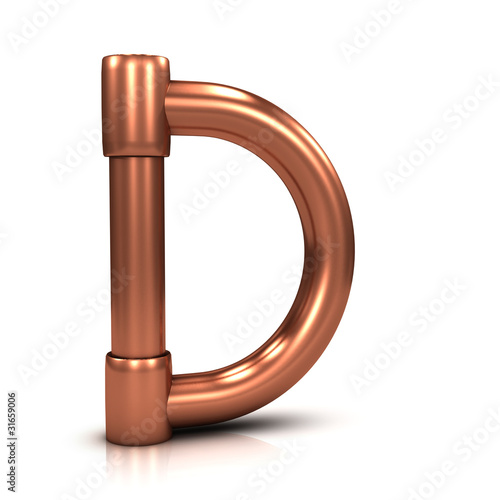 Illustration: 3d Copper tubing letter - D 3d Copper tubing letter - D