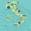 Un'originale mappa illustrata dei cibi italiani