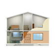 House cut with interiors and part facade. Vector House cut with interiors and part facade. Vector