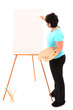Photo: Overweight Woman at Easel Painting with Clipping Path Overweight Woman at Easel Painting with Clipping Path