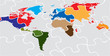 Colored puzzle world map