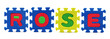 Alphabet puzzle pieces on white background