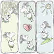 Sketch banners. Neanderthal couple. Neanderthal love.