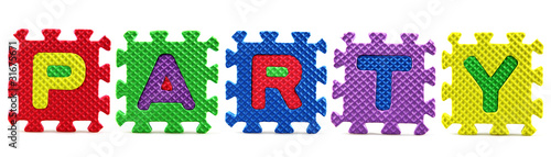 Photo: Alphabet puzzle pieces on white background Alphabet puzzle pieces on white background