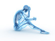 3d rendered illustration of a sitting male with visible bones 3d rendered illustration of a sitting male with visible bones