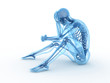 3d rendered illustration of a sitting male with visible bones 3d rendered illustration of a sitting male with visible bones