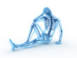 3d rendered illustration of a sitting male with visible bones 3d rendered illustration of a sitting male with visible bones