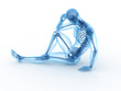 3d rendered illustration of a sitting male with visible bones 3d rendered illustration of a sitting male with visible bones