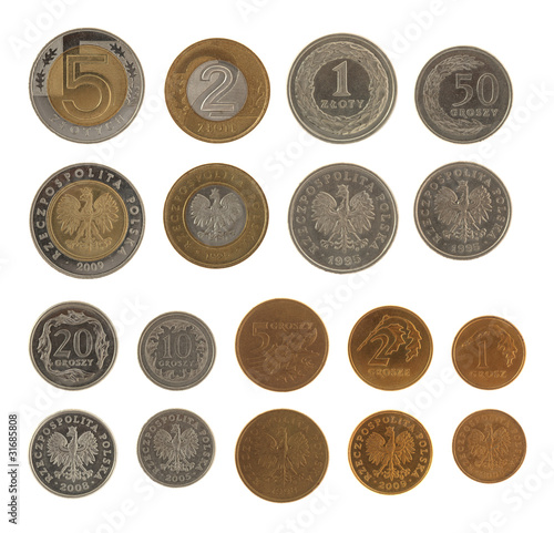 Photo: Polish Coins Isolated on White Polish Coins Isolated on White