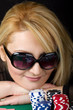 Sexy Blond Playing Poker