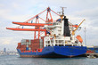 Container cargo ship docked in port