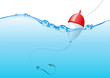 VECTOR  Float, fishing line and hook underwater
