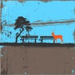 Autumn landscape with bench