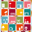 Interior retro icons set Interior retro icons set