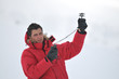 weather meteo man measure wind speed