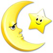 Luna e Stella Cartoon-Moon and Star-Vector