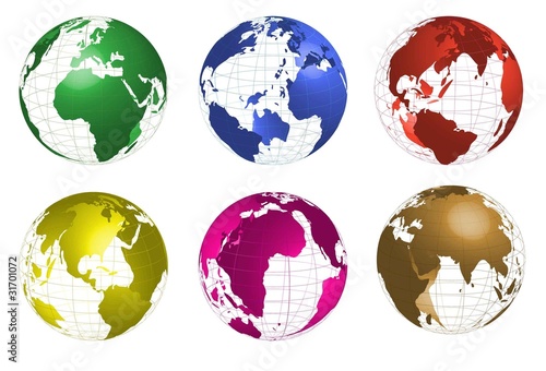 Vector: Mapa mundi,globo terraqueo en diferentes colores Mapa mundi,globo terraqueo en diferentes colores