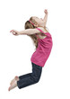 Adorable little girl jumping in air. isolated on white backgrou Adorable little girl jumping in air. isolated on white backgrou
