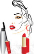 Mascara, red lipstick and female portrait Mascara, red lipstick and female portrait