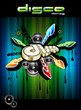 Disco Dance Event Background with Music Design Elements