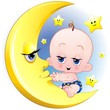 Bambino Neonato e Luna Cartoon-Baby with Moon-Vector