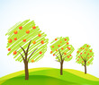 abstract brushed trees with fruits