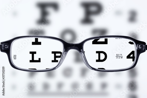 Photo: Eyeglasses and eye chart Eyeglasses and eye chart