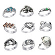 Photo en ligne au meilleur prix Rings  with gems isolated on white background
