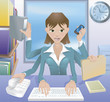 Vetor: Business woman multitasking illustration Business woman multitasking illustration