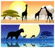 africa safary animales on sun background (banner)
