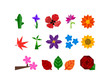 Origami Flower Plant Icon Set