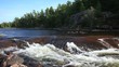 Wild river stream in the forest. Ontario, Canada. Natural sound