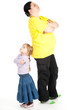 fat mother and preschool daughter having quarrel