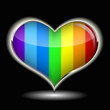vertical rainbow heart glowing on black background