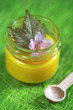 panna cotta jaune citron et fleur comestible