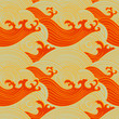 Japanese seamless waves pattern in warm colors