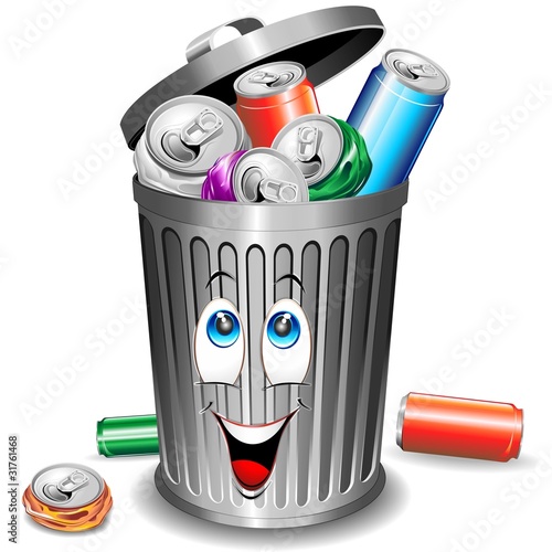 Vector: Riciclaggio Alluminio-Bidone Cartoon-Alluminium Recycle Bin Riciclaggio Alluminio-Bidone Cartoon-Alluminium Recycle Bin