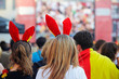 female german soccer fans at open air live broadcast