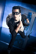 Photo: dramatic perspective of thief running away with money dramatic perspective of thief running away with money