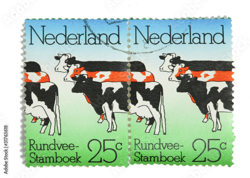 Photo: Dutch cattle on postage stamps Dutch cattle on postage stamps