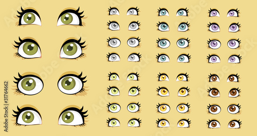 Vector: Beautiful female eyes with different expressions Beautiful female eyes with different expressions