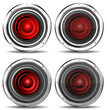 set of red quality speaker isolated on white