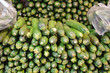 étalage de courgettes et sacs plastiques