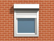 Window with rolling shutters system on the bricks wall