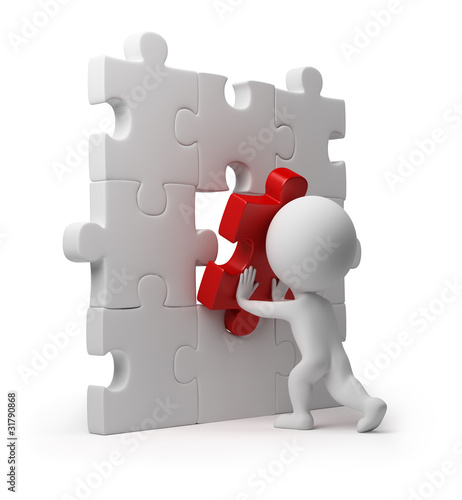 Illustration: 3d small people - puzzle insert 3d small people - puzzle insert