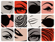 Set of female face parts. Vector illustration.