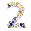 Gemstones numbers collection, figure 2. Isolated on white backgr Gemstones numbers collection, figure 2. Isolated on white backgr