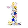 Gemstones numbers collection, figure 1. Isolated on white backgr Gemstones numbers collection, figure 1. Isolated on white backgr